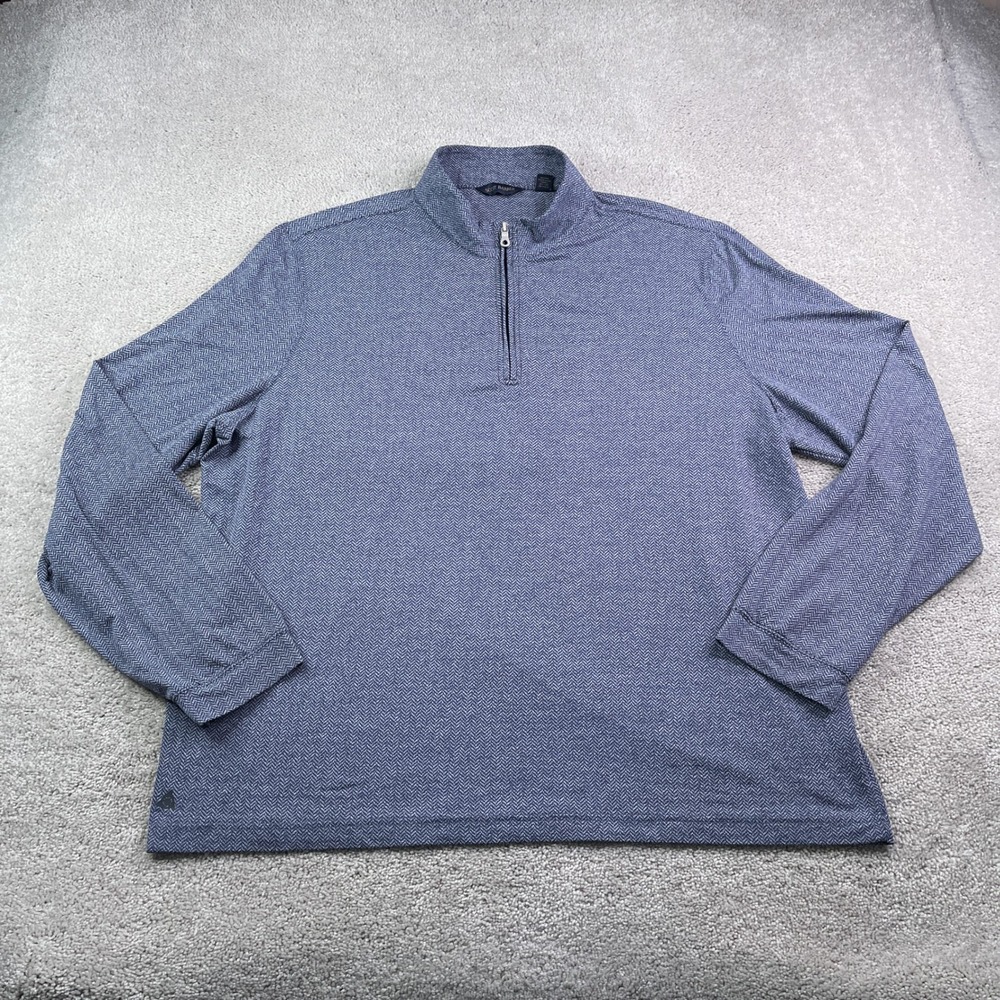 Scott Barber Sweater Mens XXL Blue Herringbone Quarter Zip Pullover Golf Classic